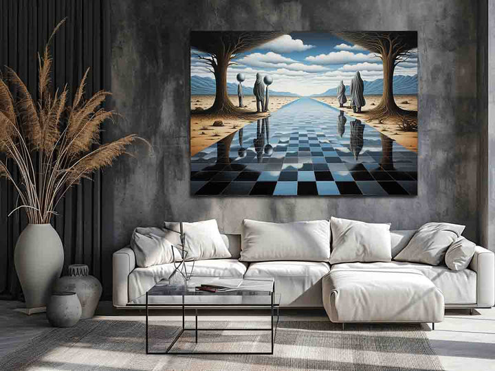 Chess Board Illusion Painting Art Print