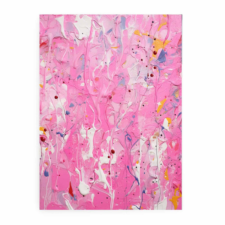 Color Pink Drips Painting 