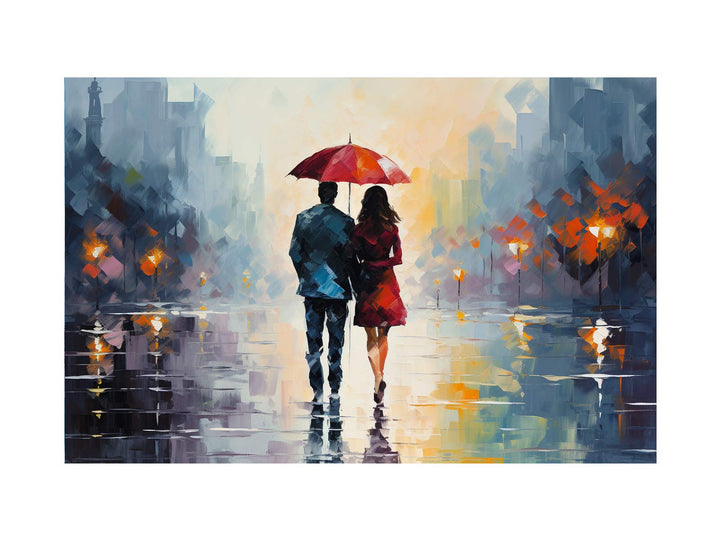 Man Woman Umbrella Art Painting