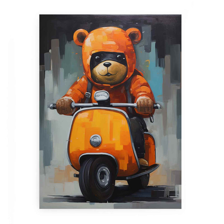 Bear Scooter Modern Art Painting 