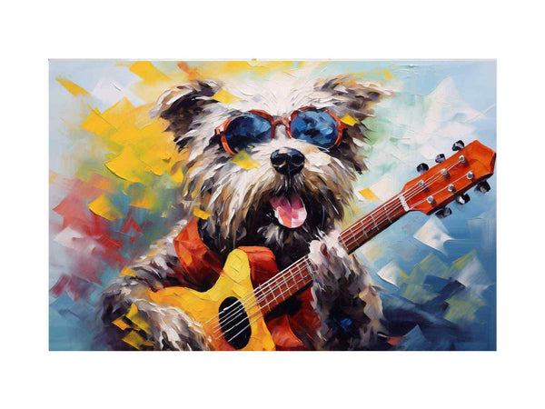 Dog Guitar Modern Art Painting 