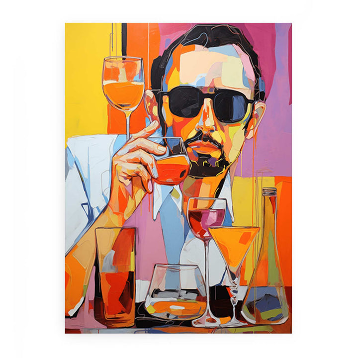 Man Drinking Juice Modern Art Painting 