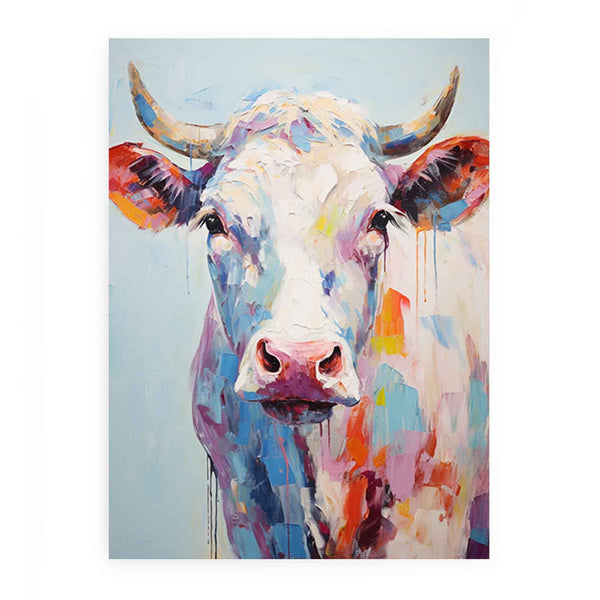 Modern Art Painting White Cow 