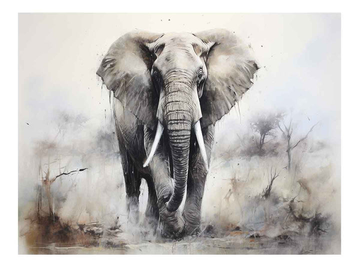 Modern Grey Elephant Art Painting