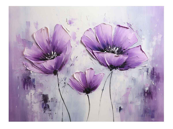 Three Purple Flower Art Painting 