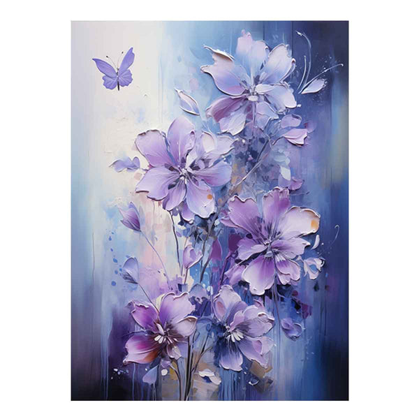 Flower Purple Grey Art Painting 