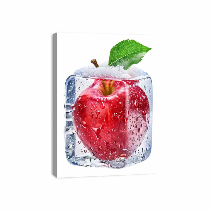 Red Apple in Ice Canvas Print