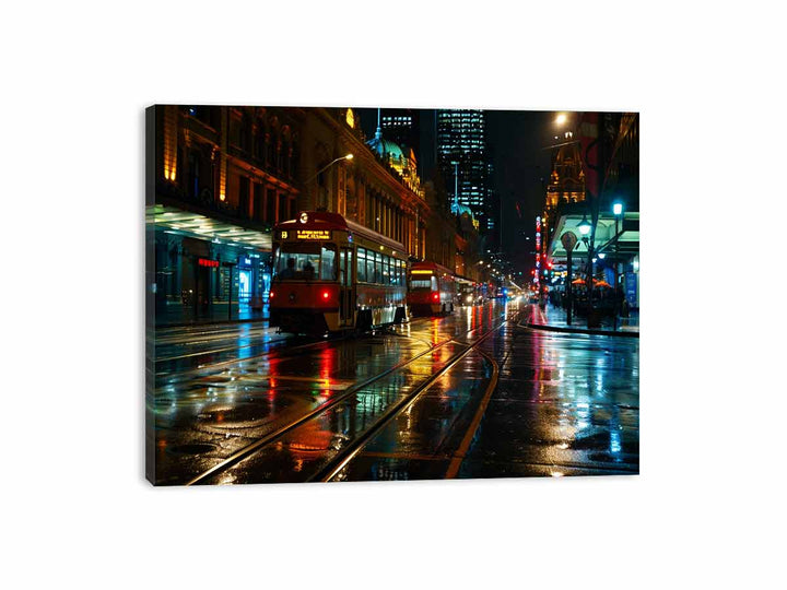 Flinders Street Night Canvas Print