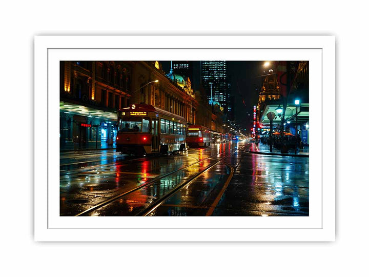 Flinders Street Night Streched canvas