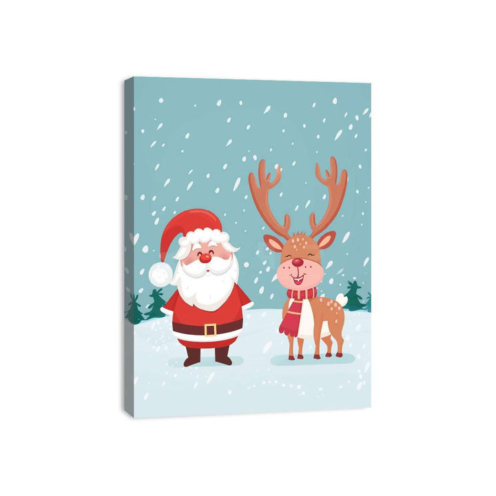Santa & Reindeer Canvas Print