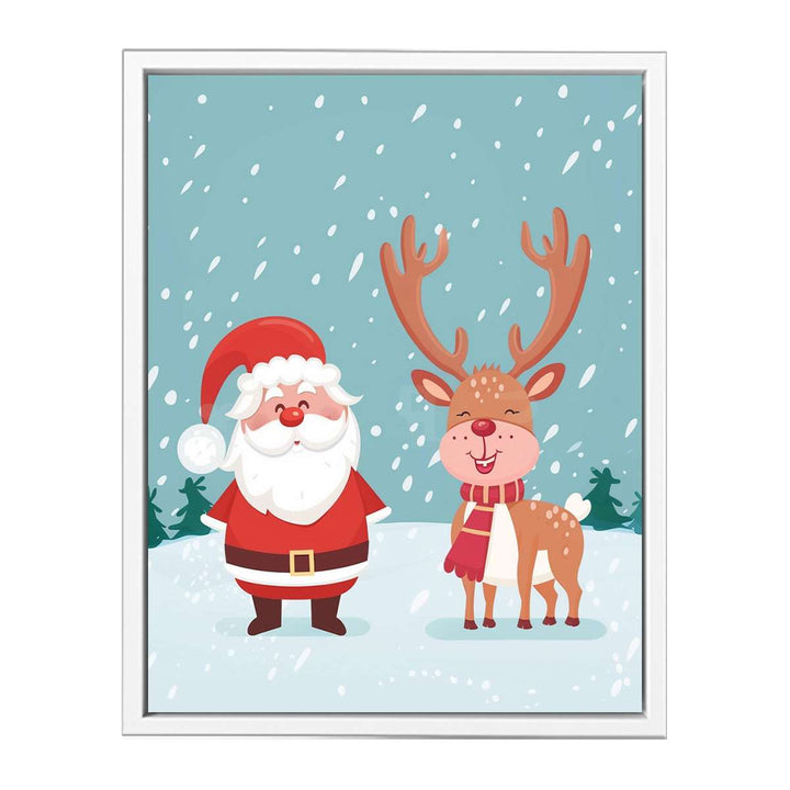 Santa & Reindeer Framed Print