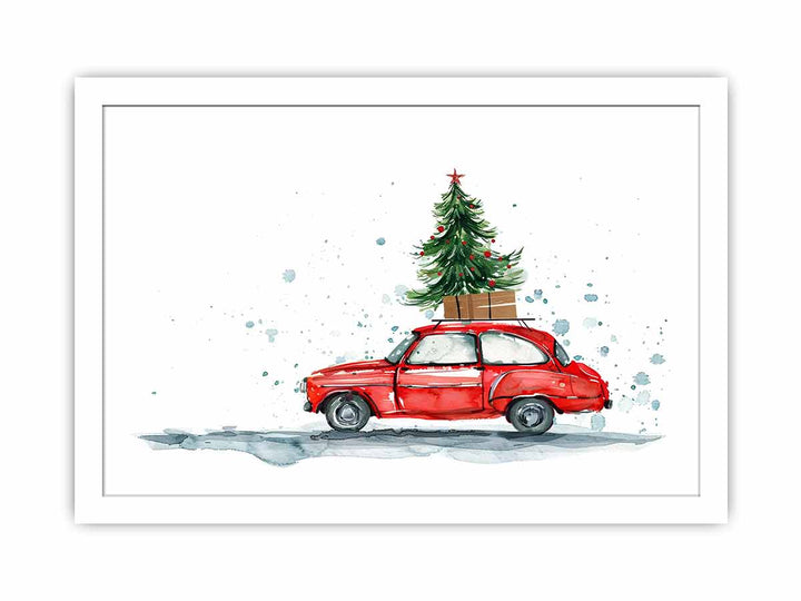 Christmas Car Streched canvas