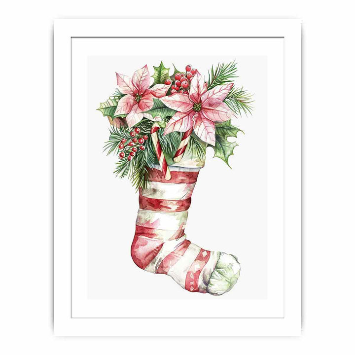 Christmas Striped Stockings Streched canvas