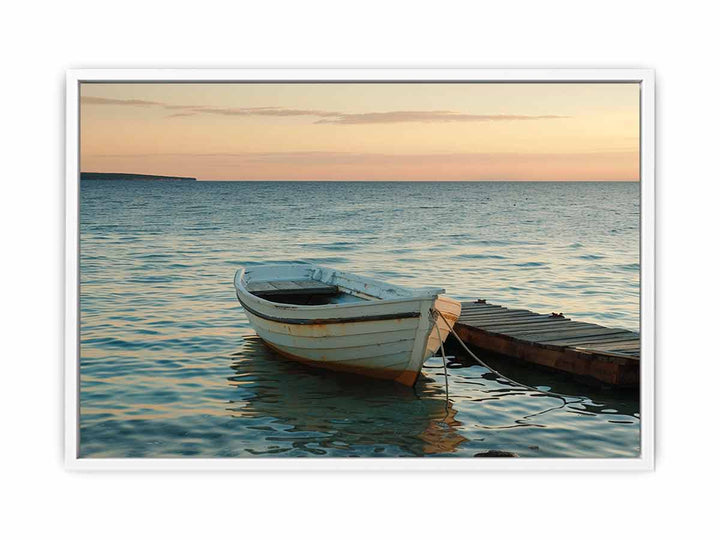 Boat by the Jetty Framed Print