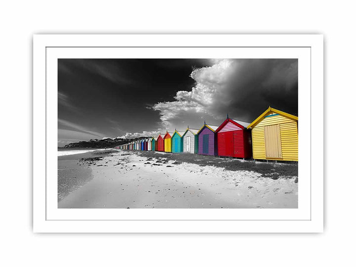 Brighton Beach Bathing Huts Streched canvas