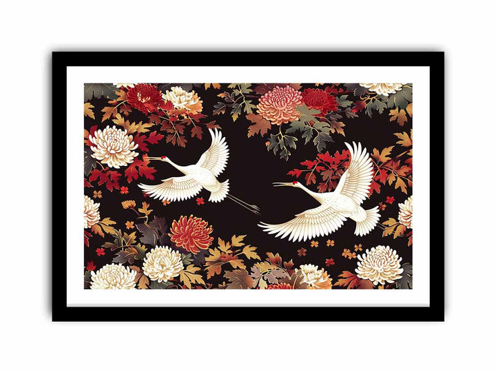Flying Crane Birds  Art Print