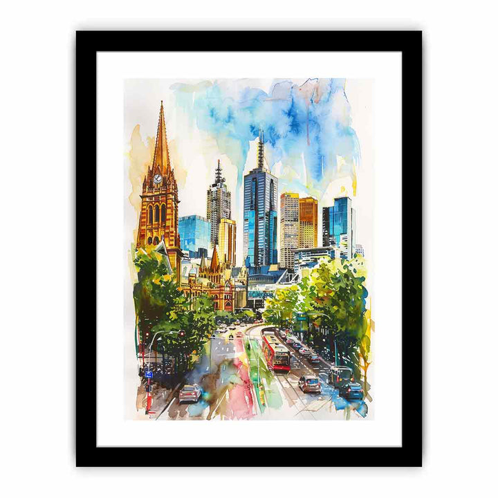 Melbourne Skyline  Art Print