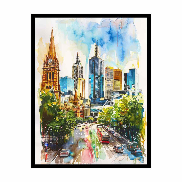 Melbourne Skyline  Painting