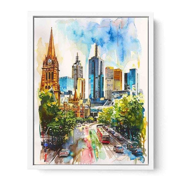 Melbourne Skyline Framed Print