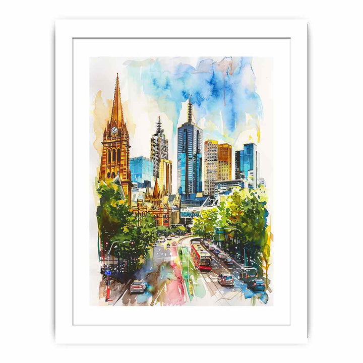 Melbourne Skyline Streched canvas
