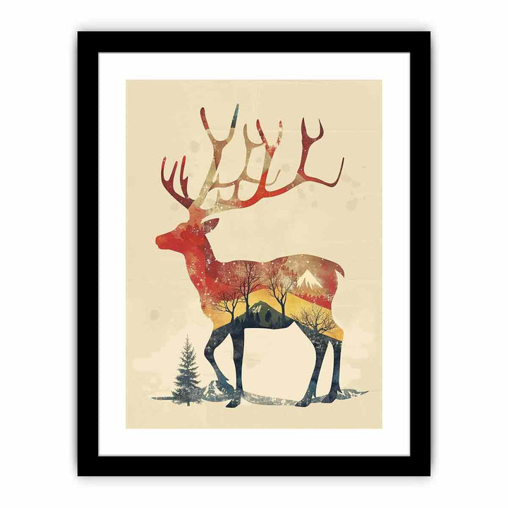 Retro Reindeer   Art Print