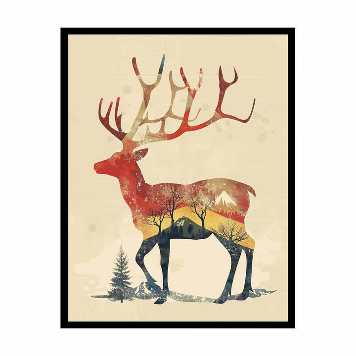 Retro Reindeer   Painting