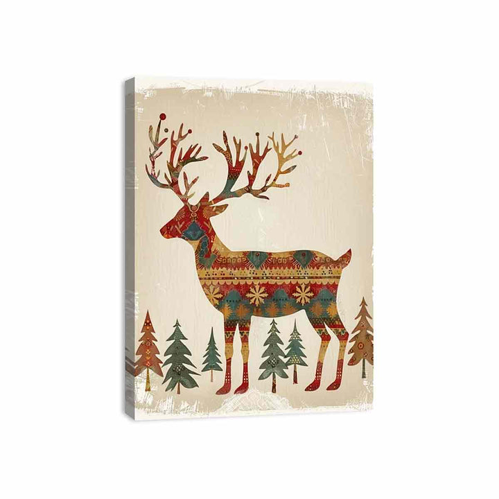 Retro Reindeer Canvas Print