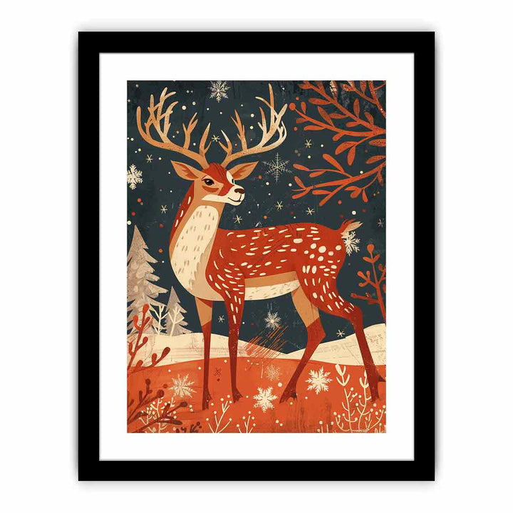 Retro Reindeer  Art Print