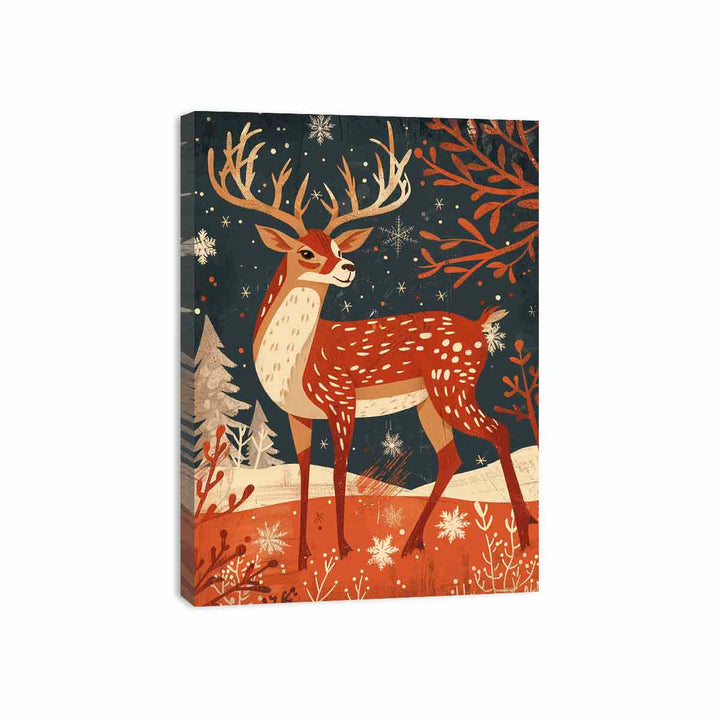 Retro Reindeer Canvas Print