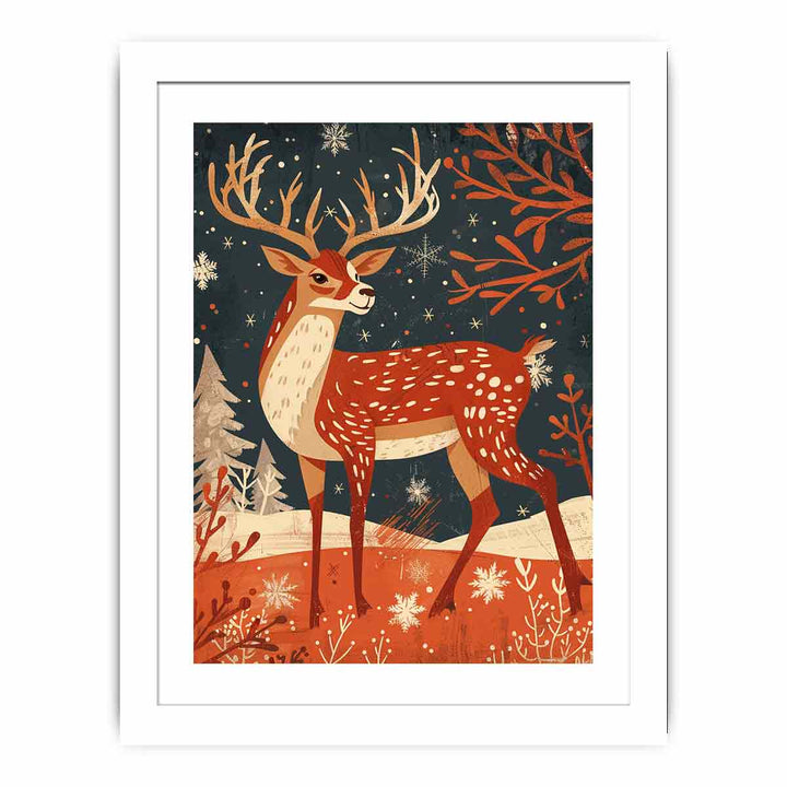 Retro Reindeer Streched canvas