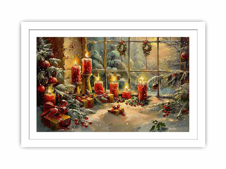 Christmas Candles Streched canvas