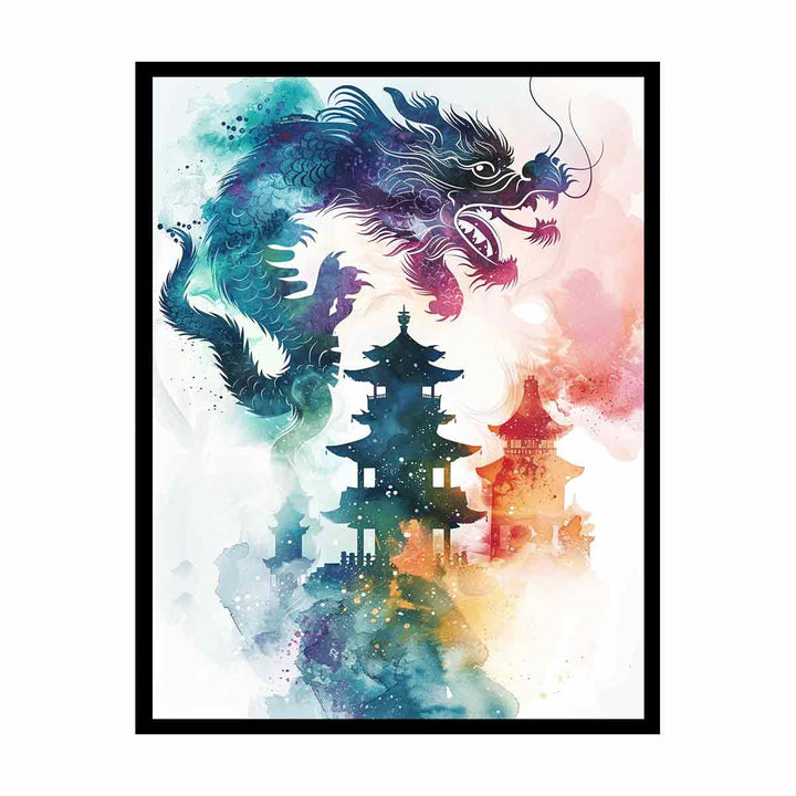 Dragon on Pagoda  Painting
