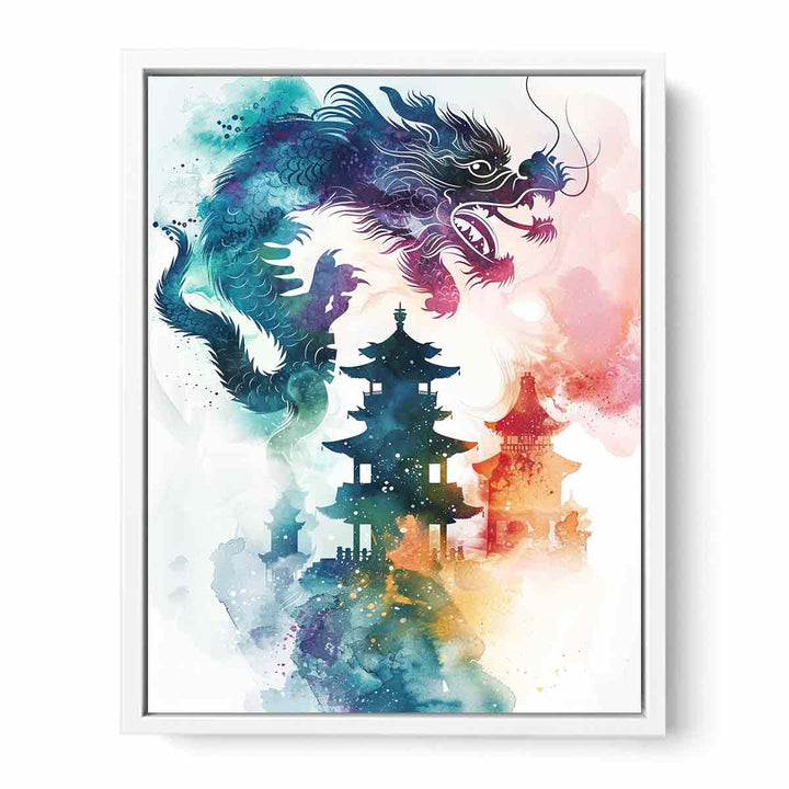 Dragon on Pagoda Framed Print