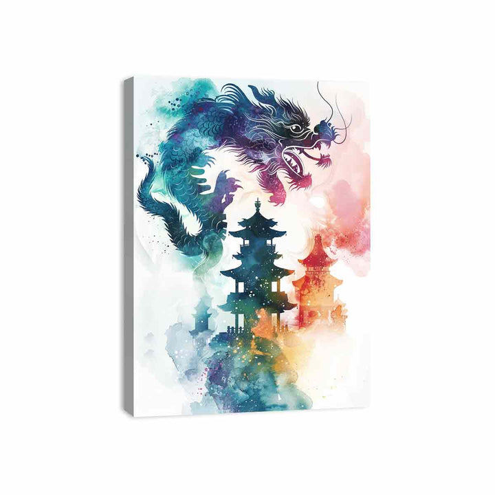 Dragon on Pagoda Canvas Print
