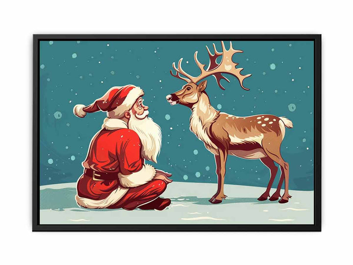 Santa with Reindeer   Painting