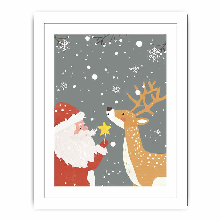 Santa & Reindeer Streched canvas