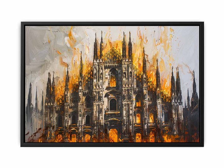 Castle On Fire  Painting