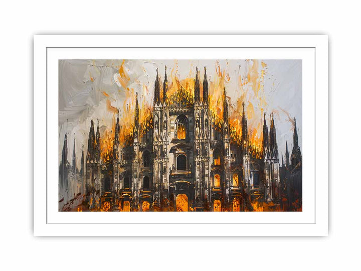 Castle On Fire Streched canvas