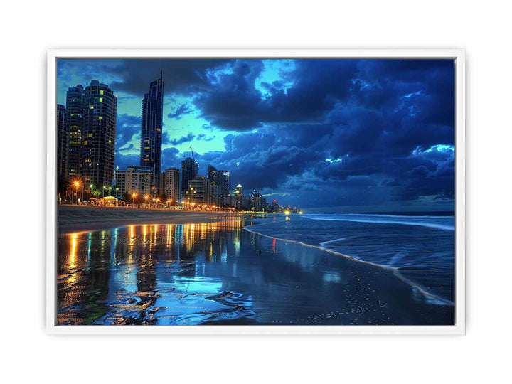 Surfer Pradise by Night Framed Print