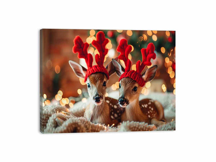 Festive Deers Canvas Print