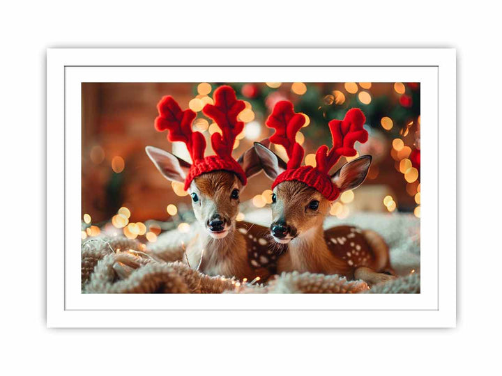 Festive Deers Streched canvas