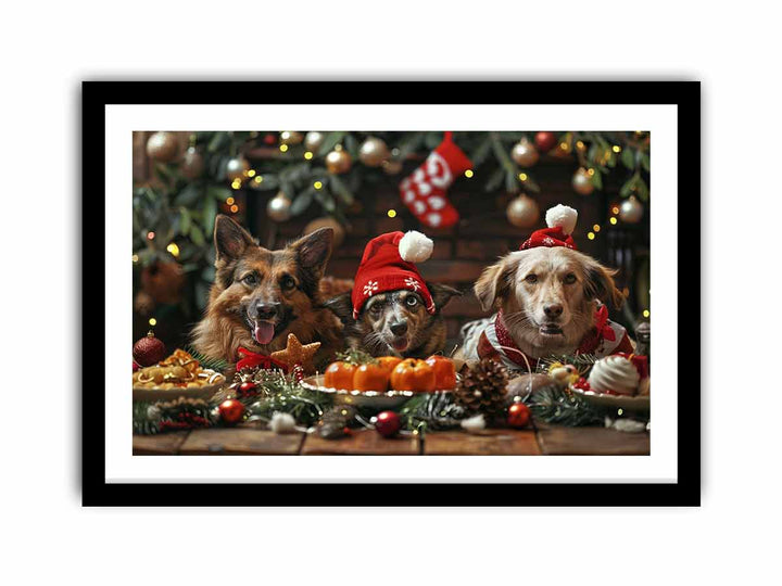 Festive Dogs  Art Print