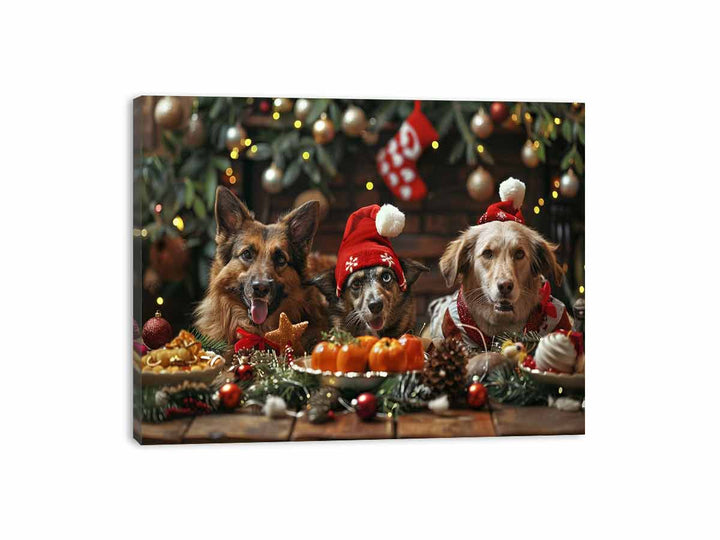 Festive Dogs Canvas Print