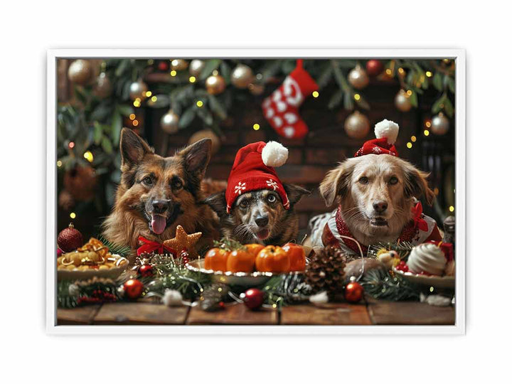 Festive Dogs Framed Print