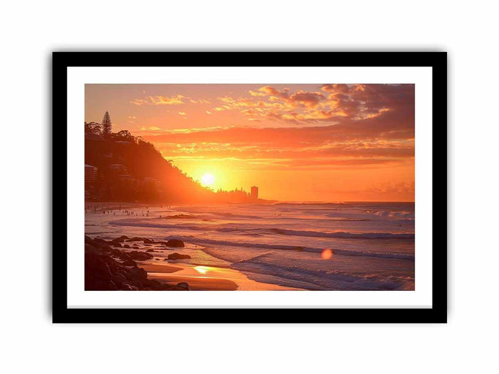 Sunset at Burleigh Heads Beach  Art Print