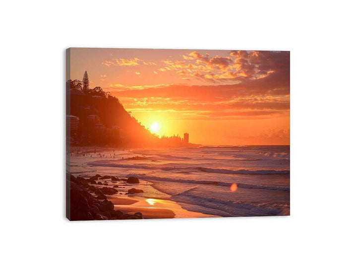 Sunset at Burleigh Heads Beach Canvas Print