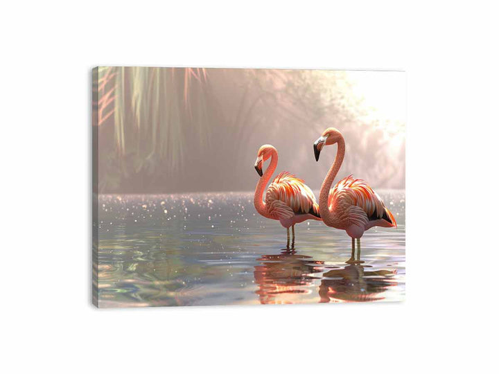 Flamingo Couple Canvas Print