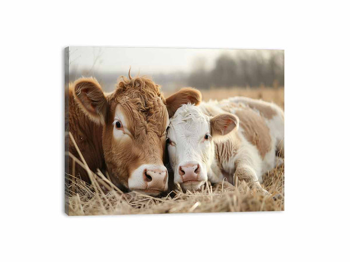 Cow Mother &  Child  Canvas Print