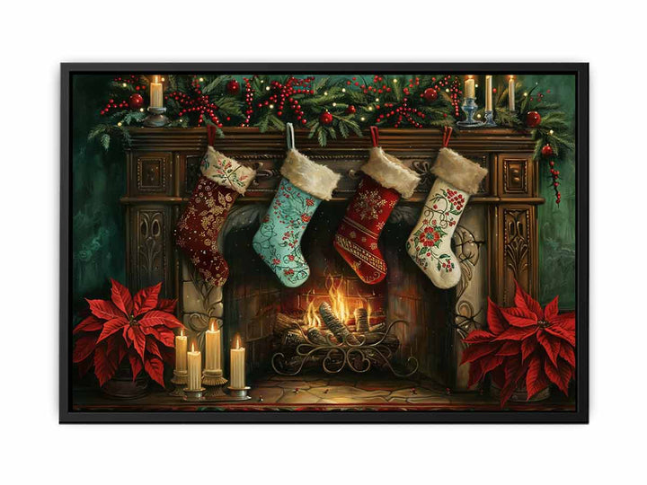 Christmas Fireplace  Painting