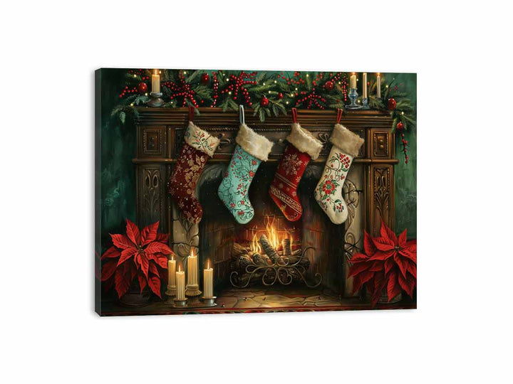 Christmas Fireplace Canvas Print